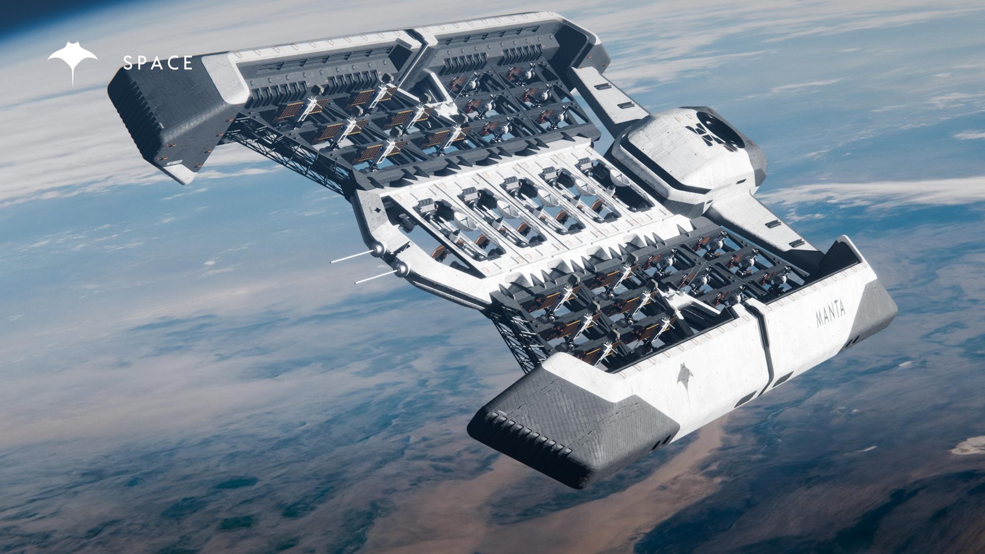 Manta orbital platform above Earth
